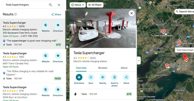 Доступность Tesla Supercharger теперь отображается в Google Maps в режиме реального времени